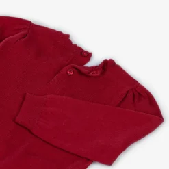 Girls Red Cotton Knit Reindeer Jumper