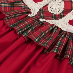 Girls Red Cotton Tartan Dress