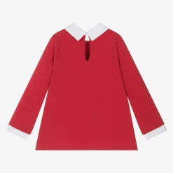 Girls Red Cotton Teddy Bear Top