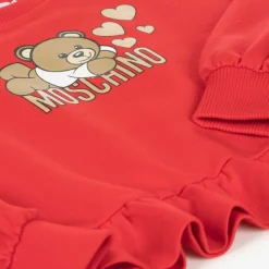 Girls Red Cotton Teddy Bear Sweatshirt