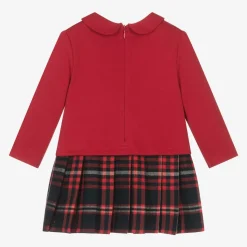 Girls Red Cotton Teddy Bear Dress