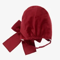 Girls Red Cotton Velvet Bonnet