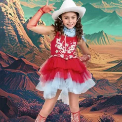 Girls Red Cowgirl Costume Dress