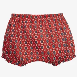 Girls Red Floral Cotton GG Bloomer Shorts