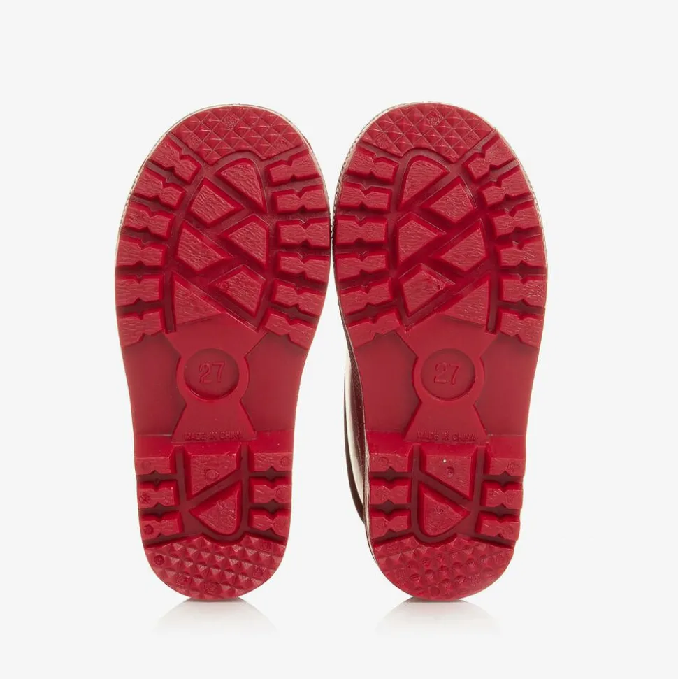 Girls Red Glitter Rain Boots