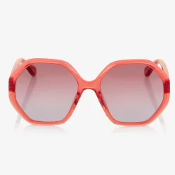 Girls Red Hexagonal Sunglasses