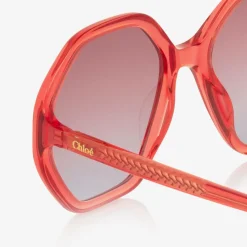 Girls Red Hexagonal Sunglasses