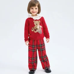 Girls Red Knit Teddy Bear Jumper