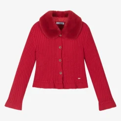 Girls Red Knitted Cardigan