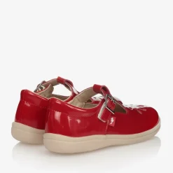 Girls Red Leather T-Bar Shoes