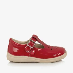 Girls Red Leather T-Bar Shoes