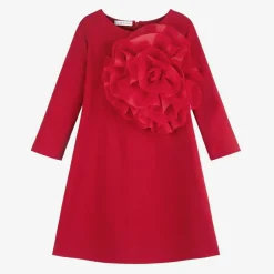 Girls Red Milano Jersey Flower Dress