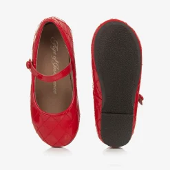 Girls Red Patent Leather Quilted Shoes