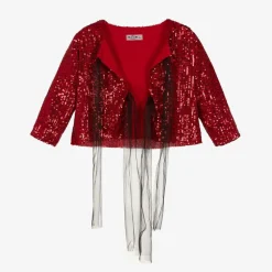 Girls Red Sequinned Jacket