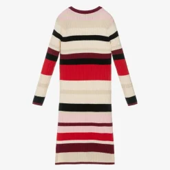Girls Red Stripe Knitted Dress