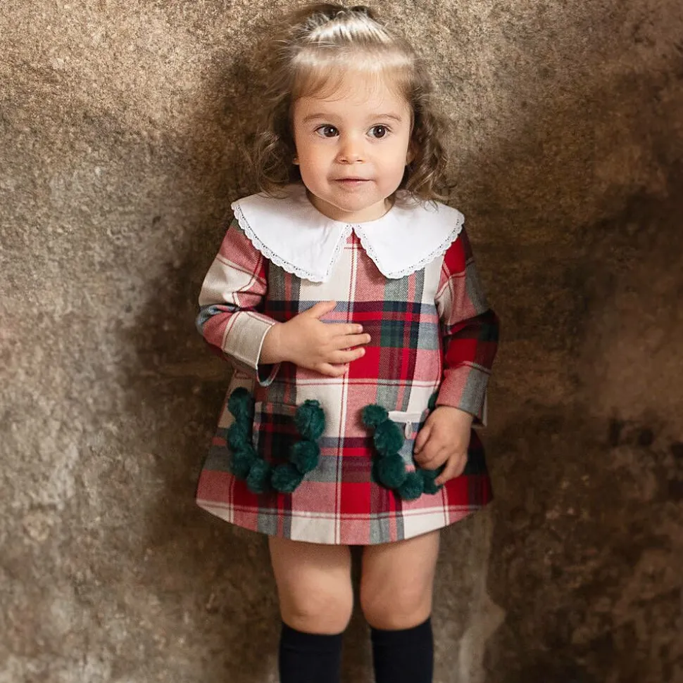Girls Red Tartan Cotton Dress