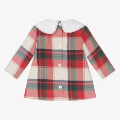 Girls Red Tartan Cotton Dress