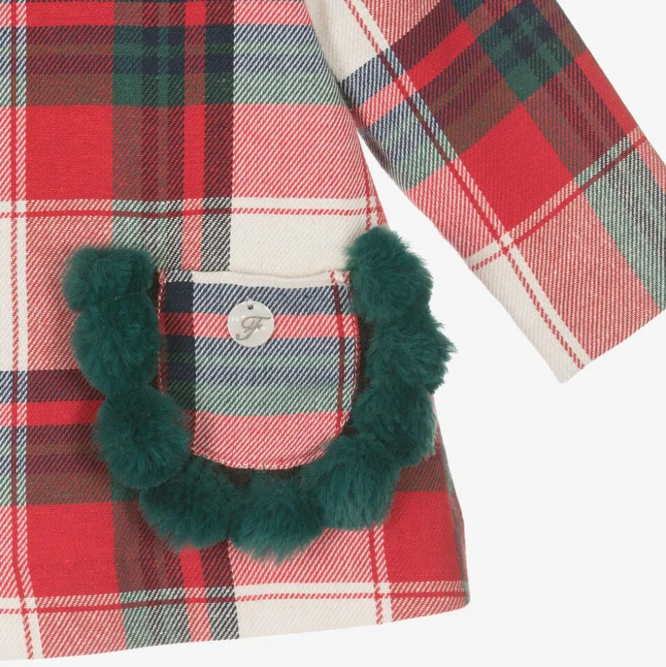 Girls Red Tartan Cotton Dress