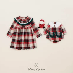Girls Red Tartan Cotton Dress