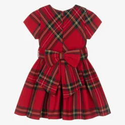 Girls Red Tartan Cotton Dress