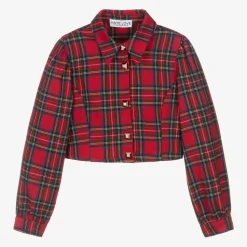 Girls Red Tartan Twill Blouse