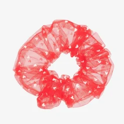 Girls Red Tulle Hair Scrunchie