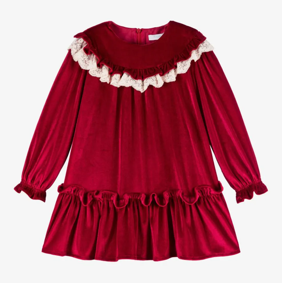 Girls Red Velour Dress