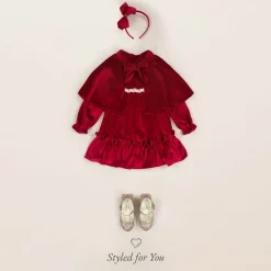 Girls Red Velour Dress