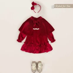 Girls Red Velour Dress