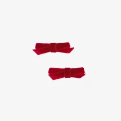 Girls Red Velvet Bow Hair Clips (2 Pack)