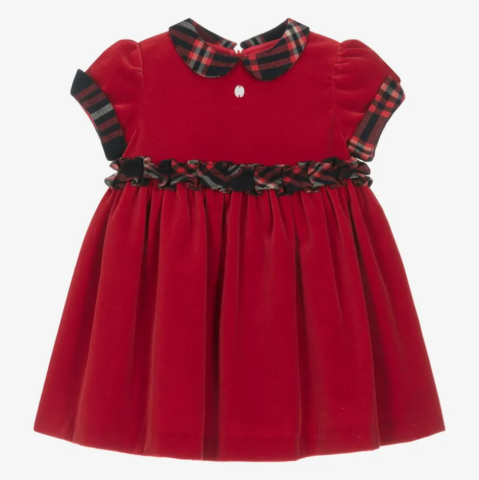Girls Red Velvet Dress