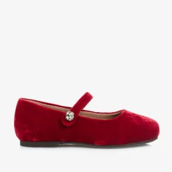 Girls Red Velvet Shoes