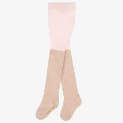 Girls Rose Gold Cotton Glitter Tights