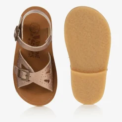 Girls Rose Gold Faux Leather Sandals