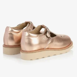Girls Rose Gold Leather Shoes