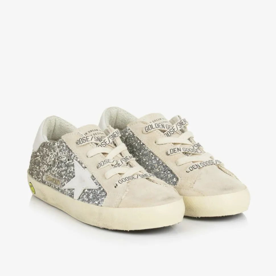 Girls Silver & Gold Glitter Super-Star Trainers