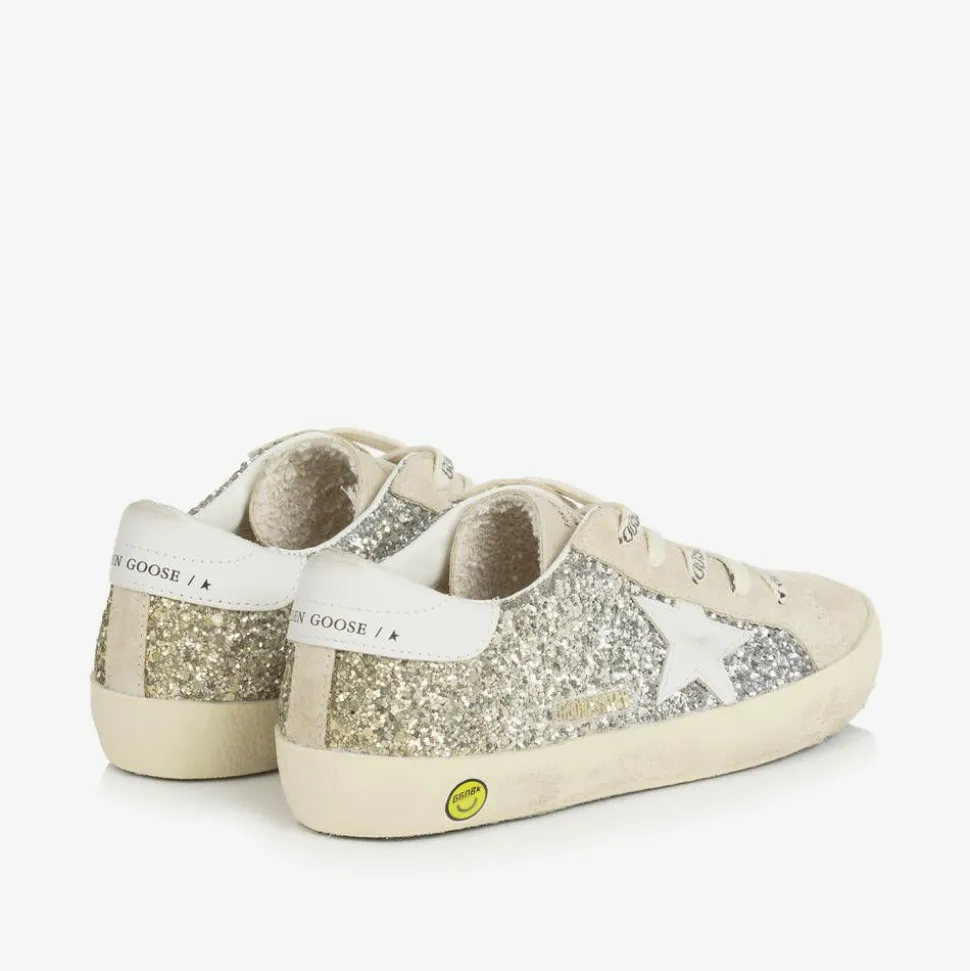 Girls Silver & Gold Glitter Super-Star Trainers