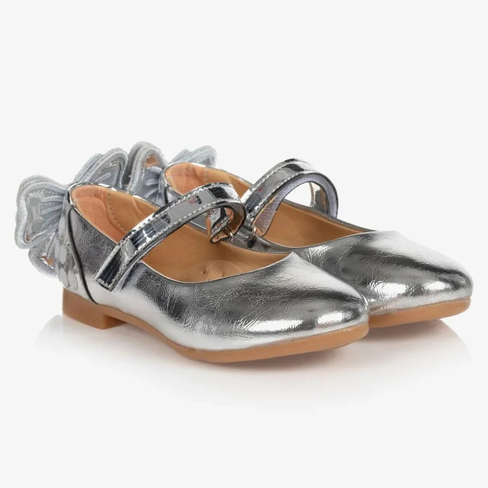 Girls Silver Ballerina Shoes