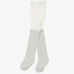 Girls Silver Cotton Glitter Tights