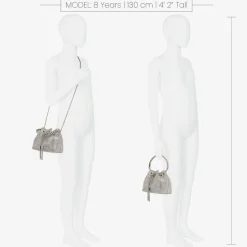 Girls Silver Diamanté Bucket Bag (15cm)