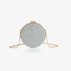 Girls Silver Diamanté Circle Bag (13cm)