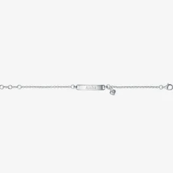 Girls Silver Diamond Charm ID Bracelet