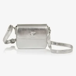Girls Silver Faux Leather Handbag (20cm)