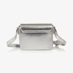 Girls Silver Faux Leather Handbag (20cm)