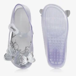 Girls Silver Glitter Butterfly Jelly Shoes