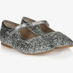 Girls Silver Glitter Shoes