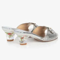Girls Silver Heeled Shoes