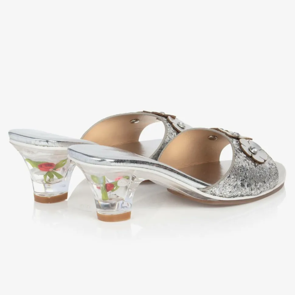 Girls Silver Heeled Shoes
