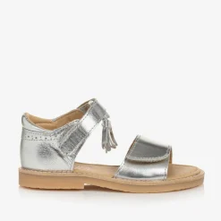 Girls Silver Leather Sandals