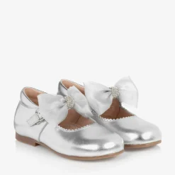 Girls Silver Leather Shoes